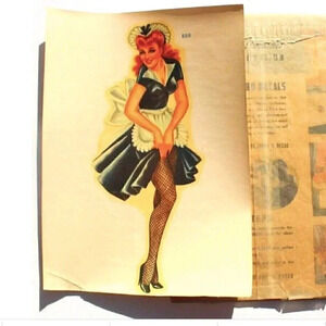 Vintage 1940's Meyercord (888) Pin Up Maid Girl Dress Decal